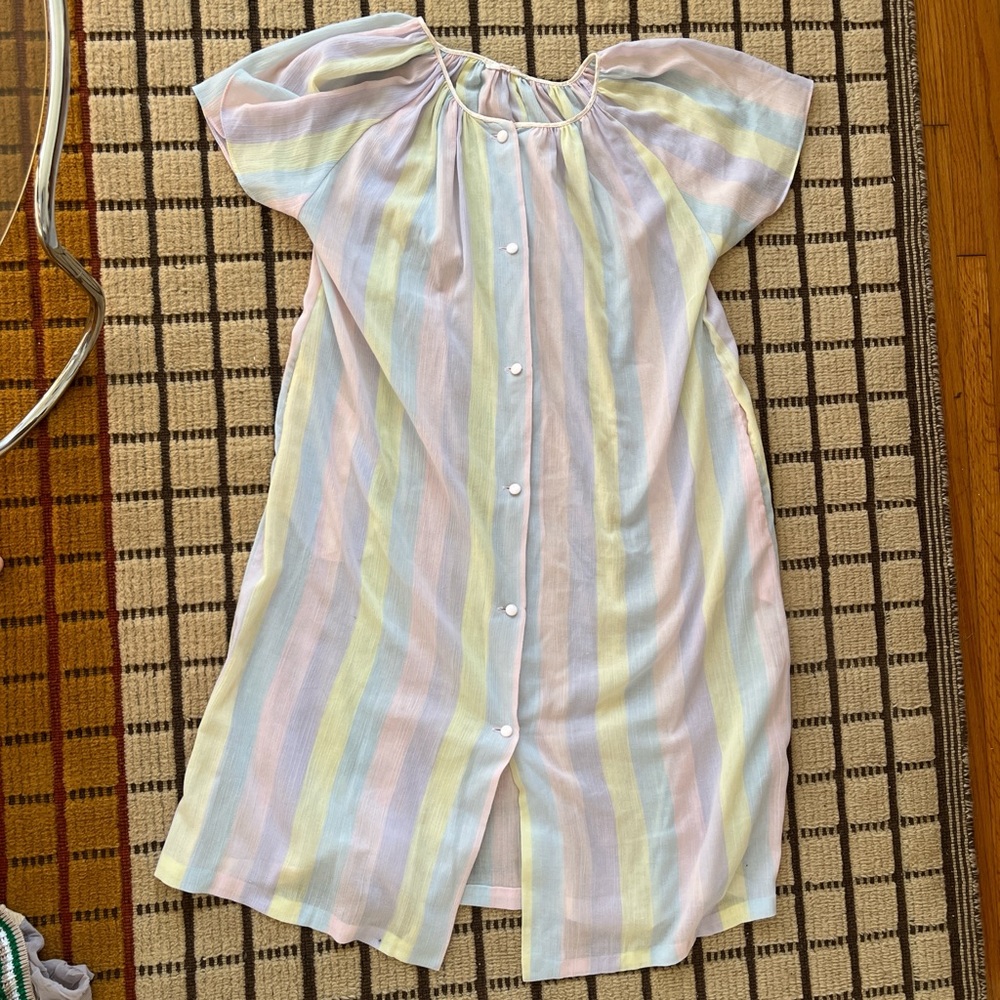 Pastel Striped Nightgown Dress